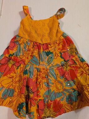 Bright Floral Sundress in Mustard Yellow Sz 12 Month